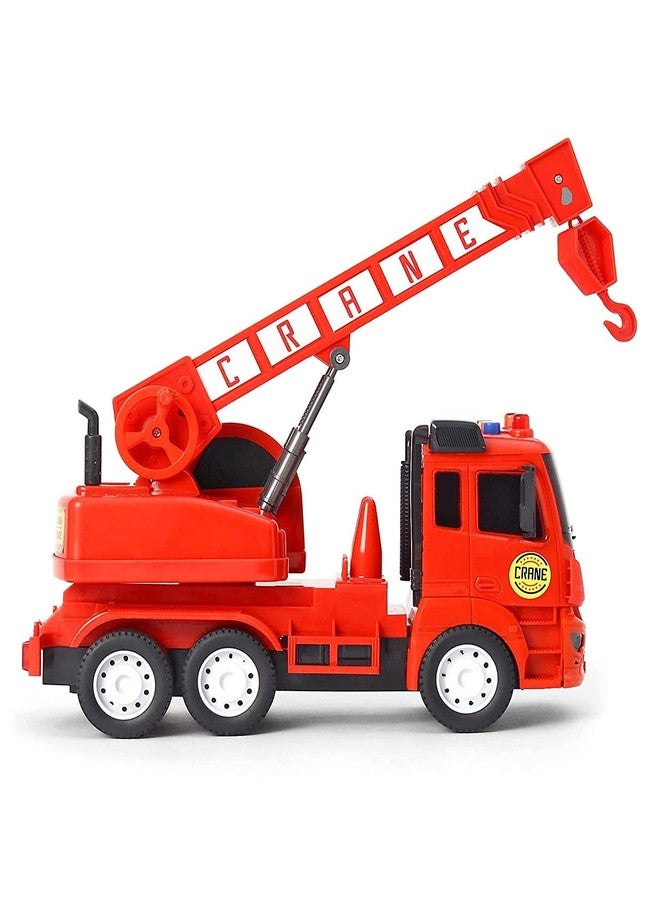 EYESIGN Unbreakable Fire Safety Truck Toy Friction Power Pull Back Vehicles Engineering Toys Truck with Light & Sound for Kids Boys Girls (Rescue Crane) - Image 5